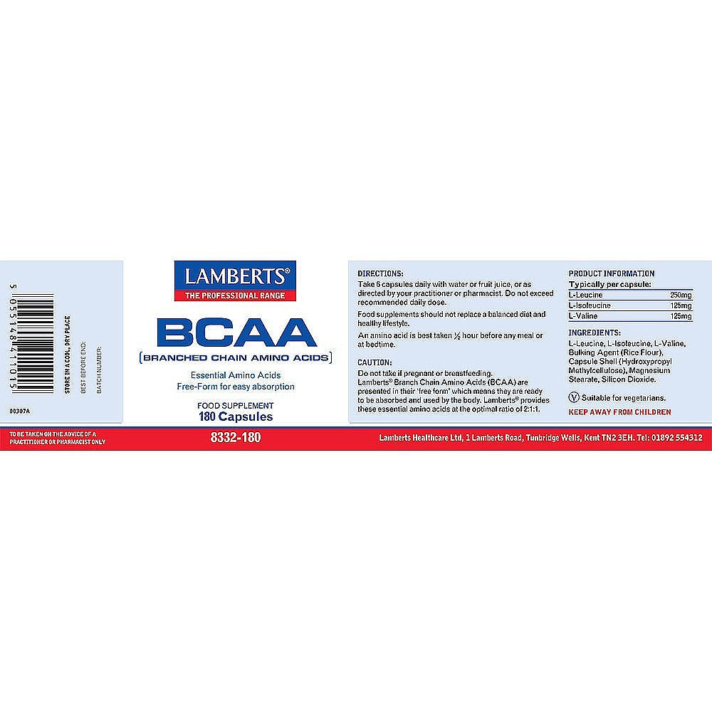 Lamberts BCAA - Branch Chain Amino Acids 180 Capsules image 2