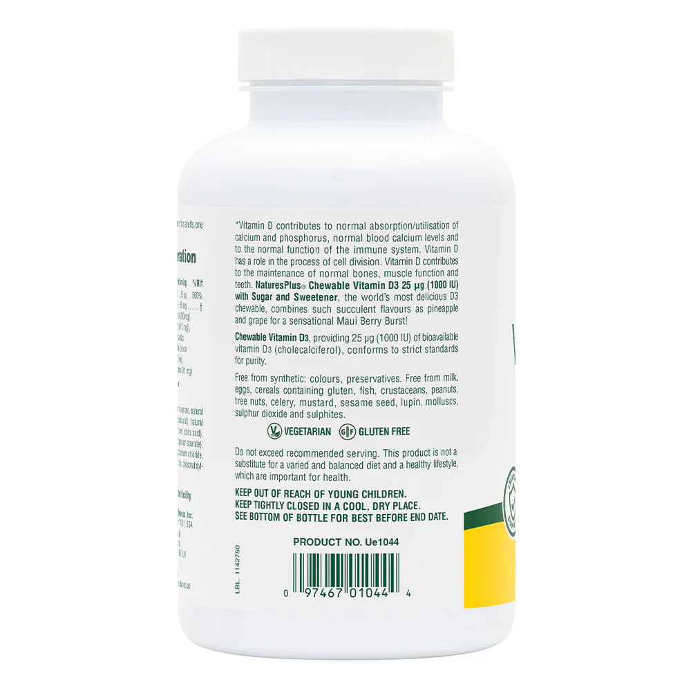 NaturesPlus Vitamin D3 1000 IU 90 Chewables image 1