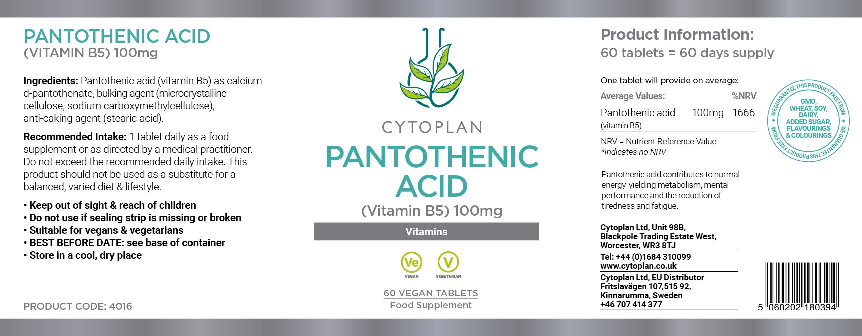 Cytoplan Vitamin B5 3
