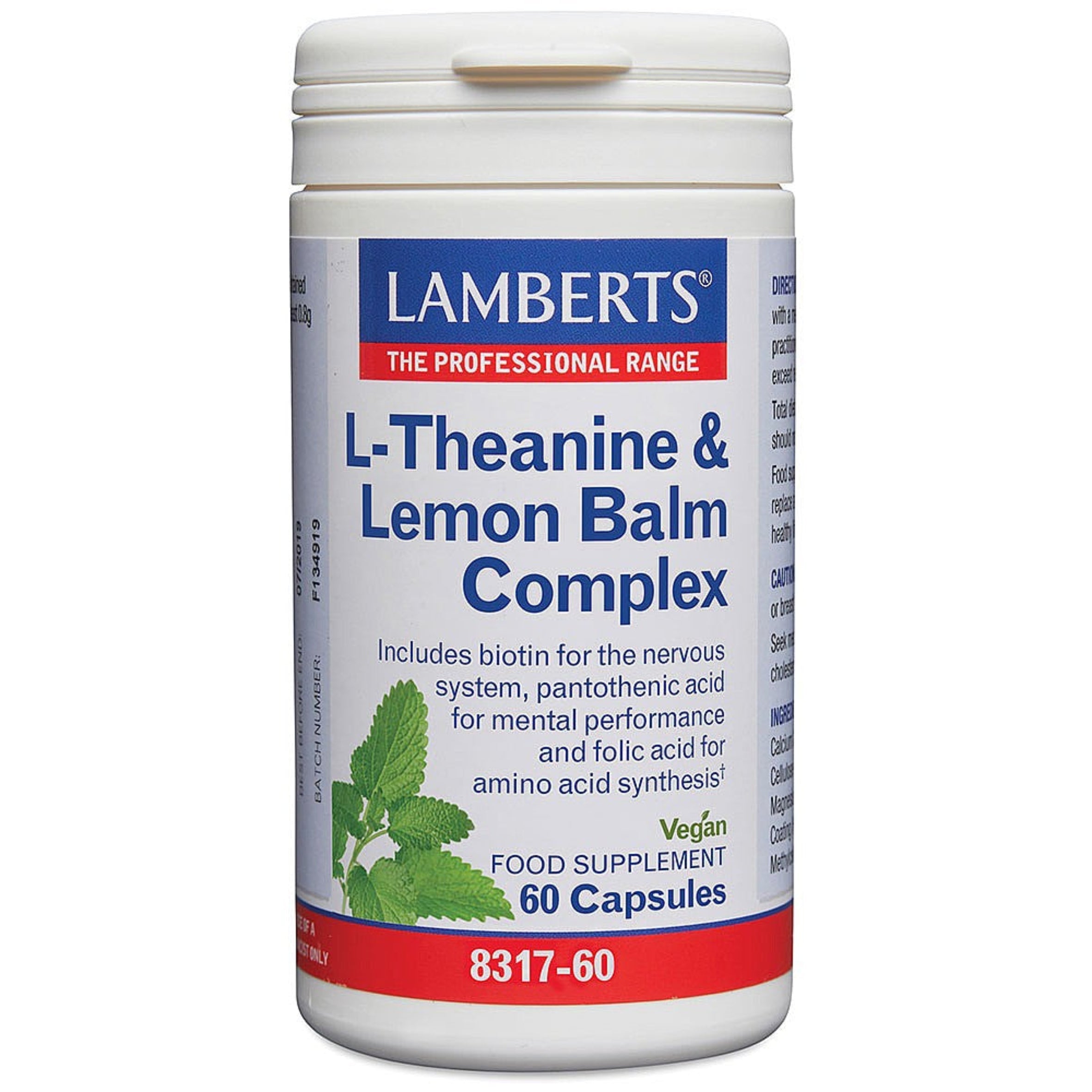 Lamberts Theanine & Lemon Balm Complex 60 capsules image 0