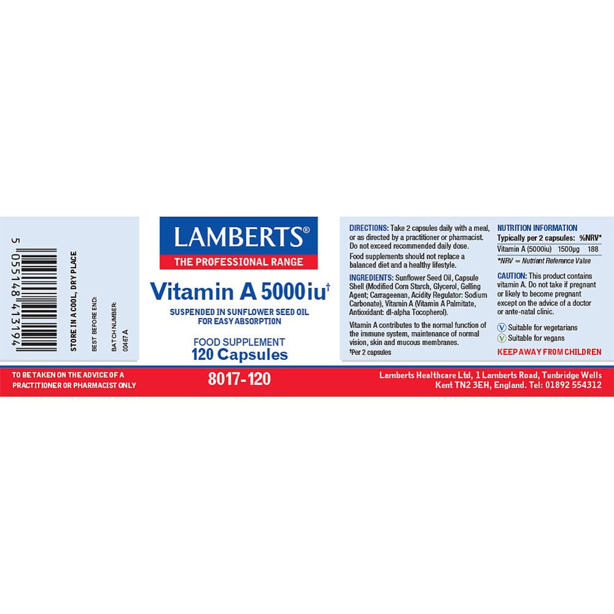 Lamberts Vitamin A 5000iu 120 capsules image 2