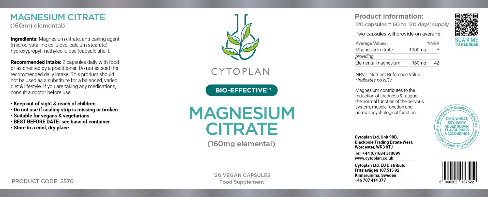 Cytoplan Magnesium Citrate Capsules 3