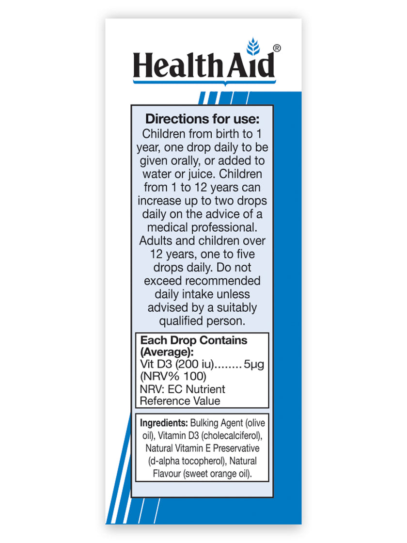 HealthAid Vitamin D3 200iu 15ml Drops 3