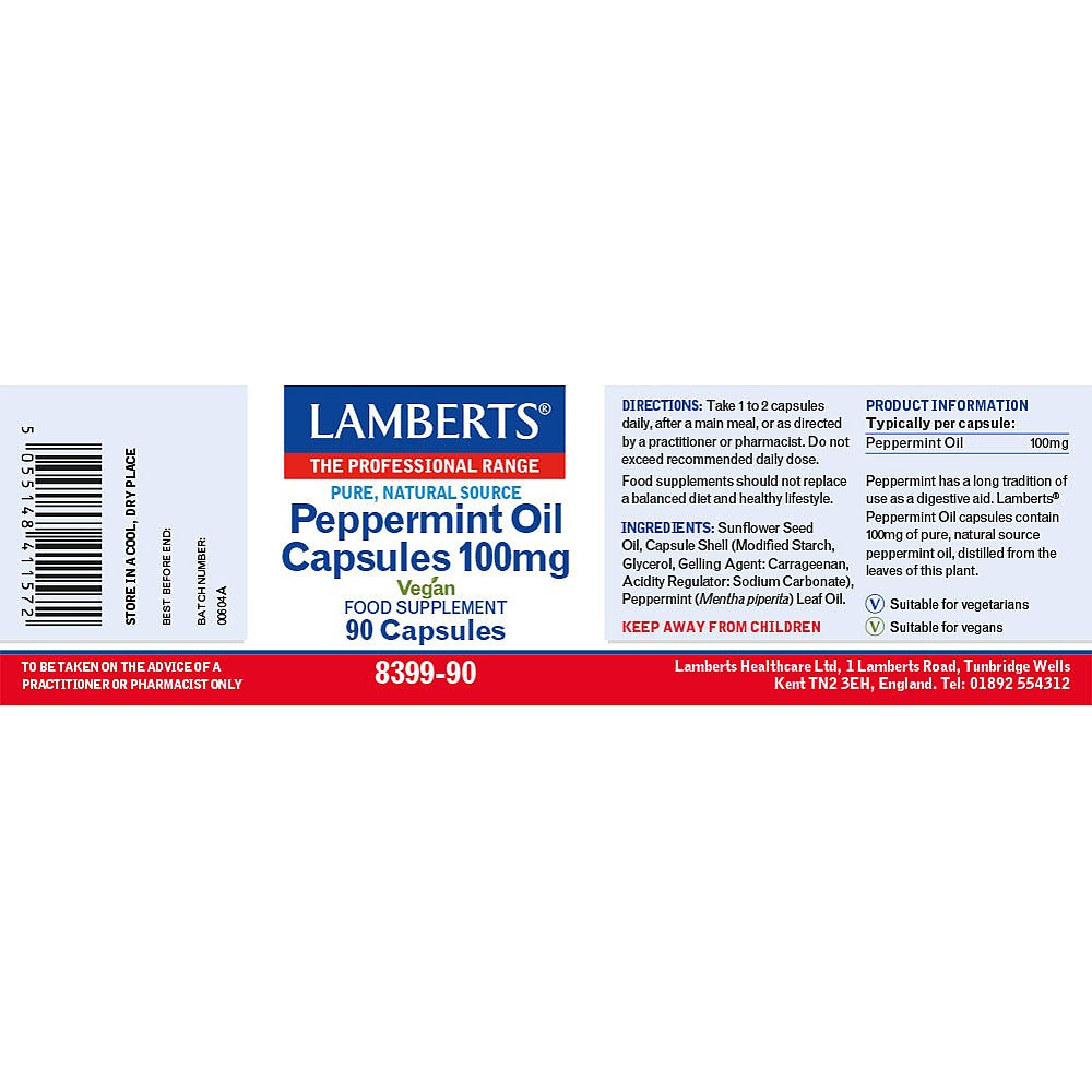 Lamberts Peppermint Oil Capsules 100mg 90 capsules image 3