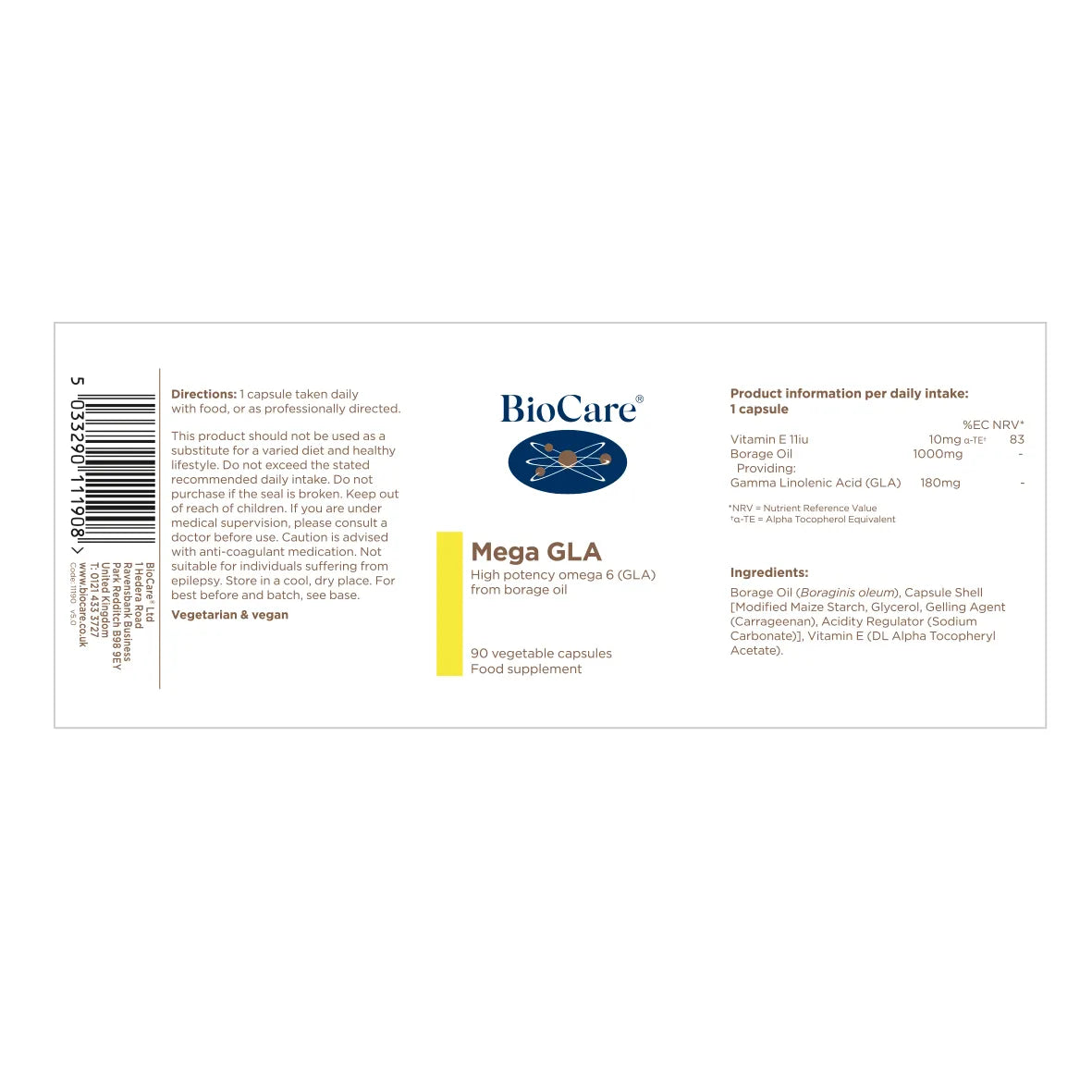BioCare Mega GLA (Omega-6) 90 Capsules image 1