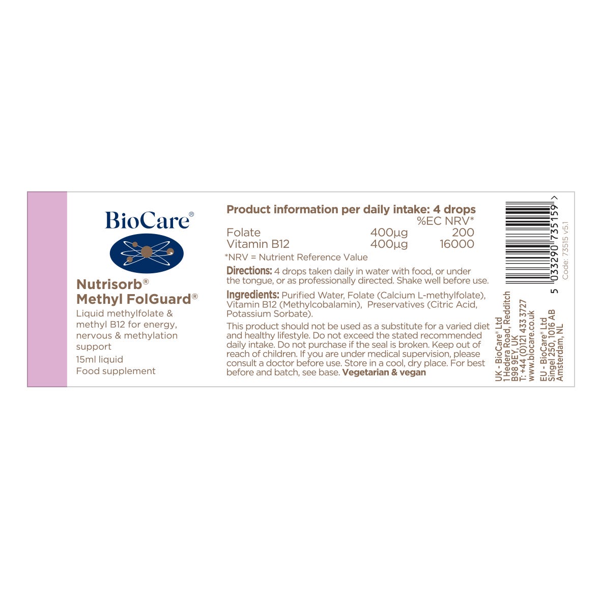 BioCare Nutrisorb® Methyl FolGuard® 15ml 3