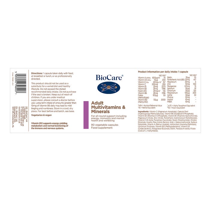 BioCare Adult Multivitamins & Minerals Capsules 4