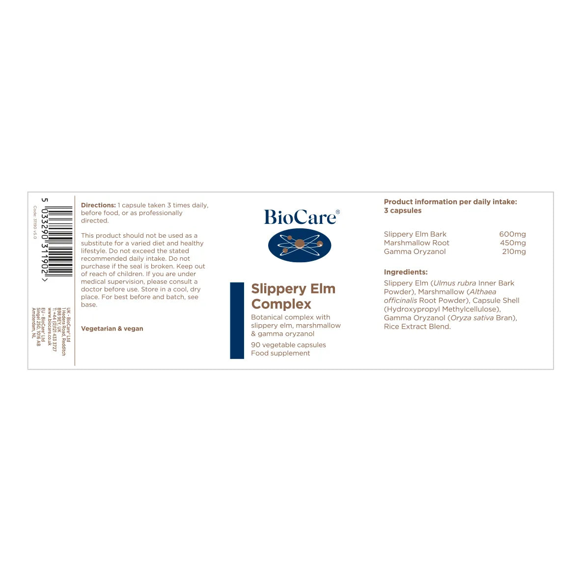 BioCare Slippery Elm Complex 90 Capsules image 1