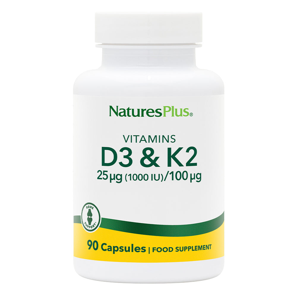 NaturesPlus Vitamin D3 1000 IU/Vitamin K2 100mcg 90 Capsules image 0