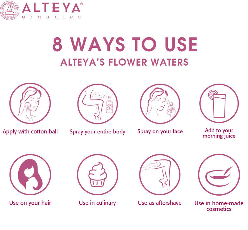 Alteya Organics Organic Hydrating Flower Water Collection 6 x 60 ml - Amber Glass Spray Bottle
