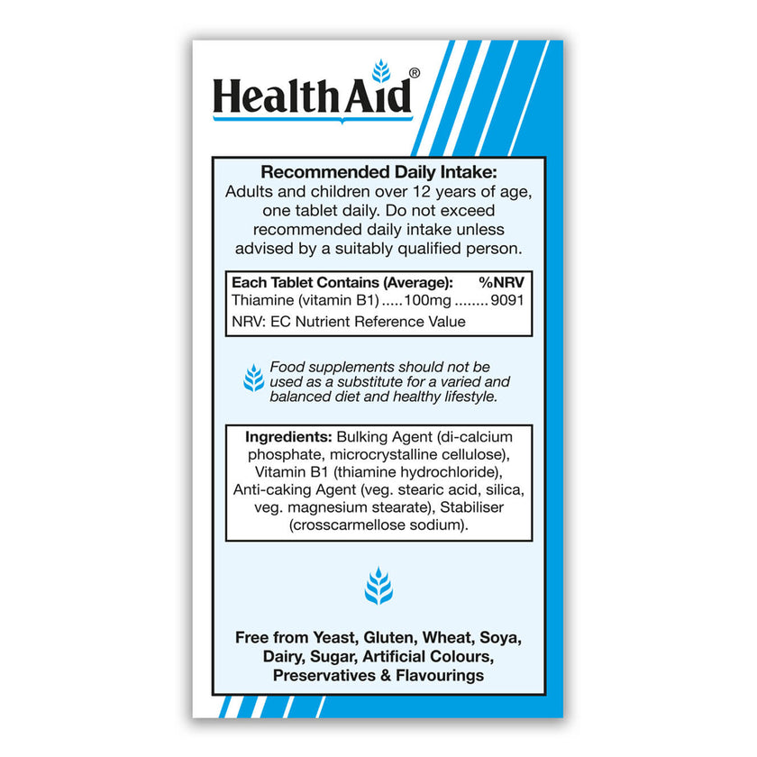 HealthAid Vitamin B1 100mg (Thiamin) Tablets 3