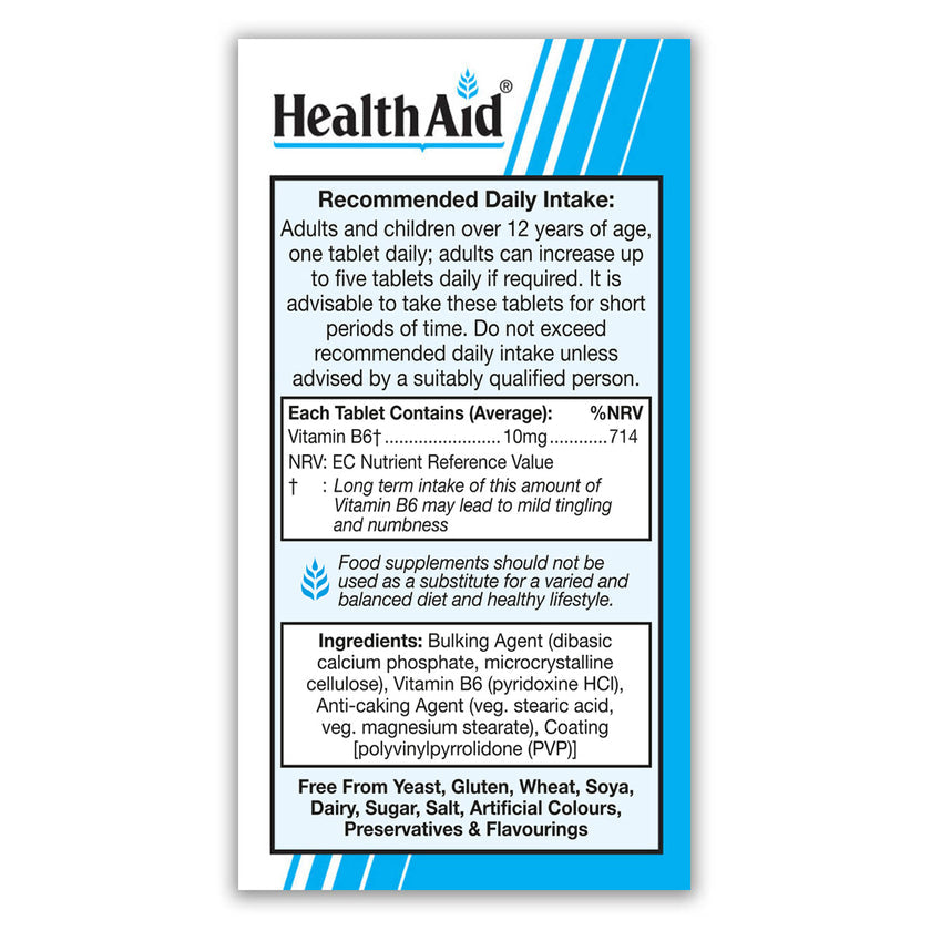 HealthAid Vitamin B6 (Pyridoxine HCl) 10mg Tablets 3