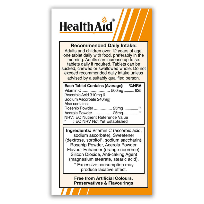 HealthAid Vitamin C 500mg Tablets Chewable 3