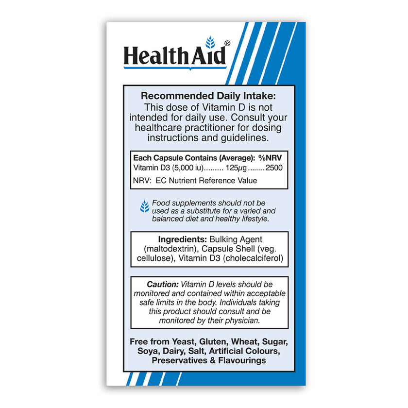 HealthAid Vitamin D3 5000iu 30's Capsules 3