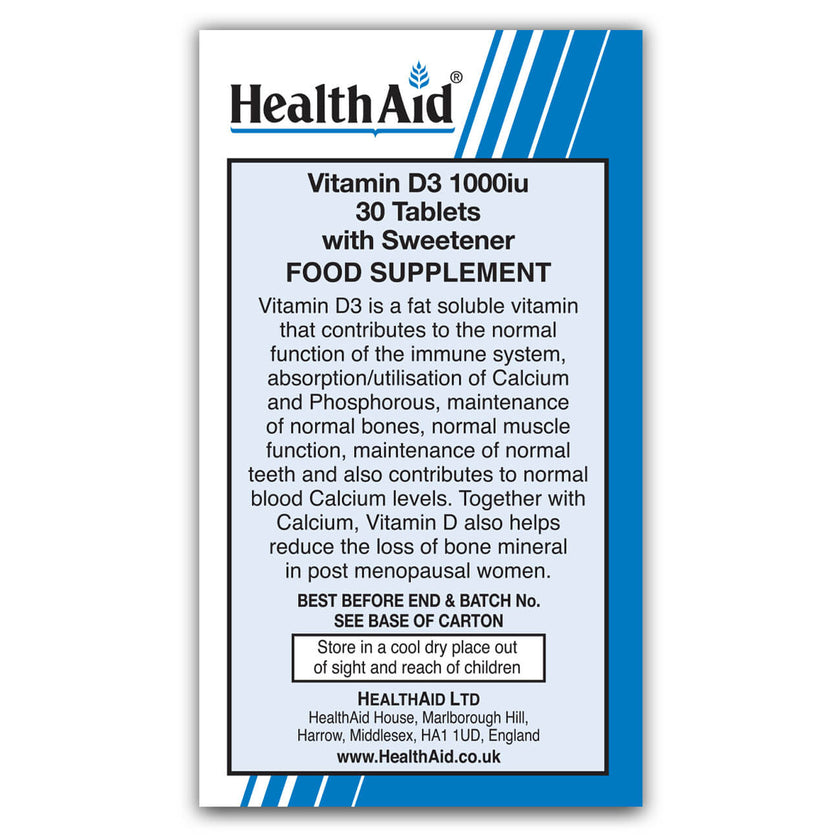HealthAid Vitamin D3 1000iu Tablets 3