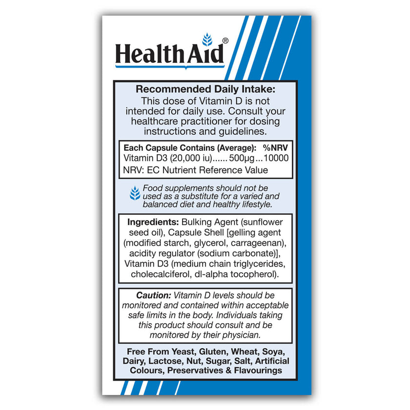 HealthAid Vitamin D3 20,000iu 30's Vegicaps 3