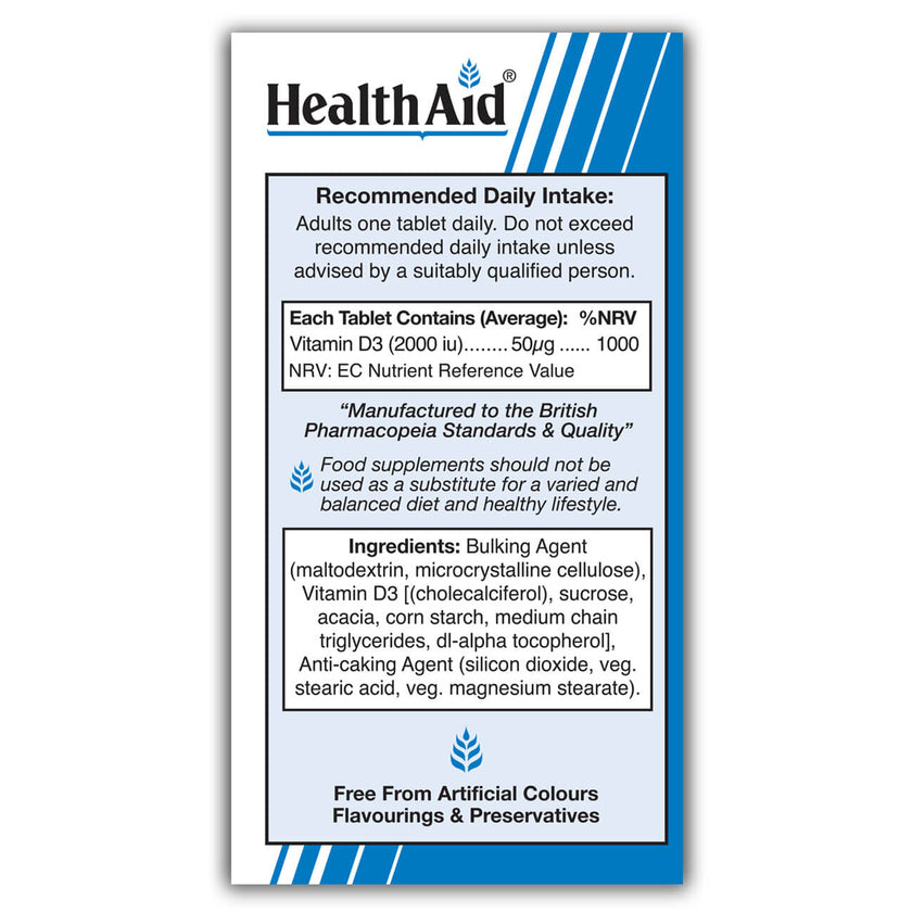 HealthAid Vitamin D3 2000iu Tablets 3