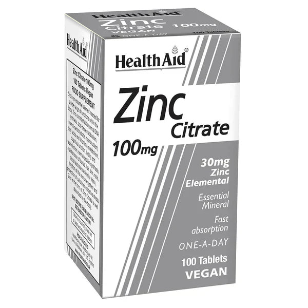 HealthAid Zinc Citrate 100mg 100's Tablets (Pack of 2)