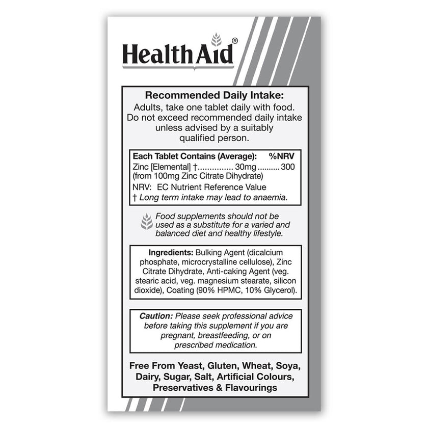 HealthAid Zinc Citrate 100mg 100's Tablets 3