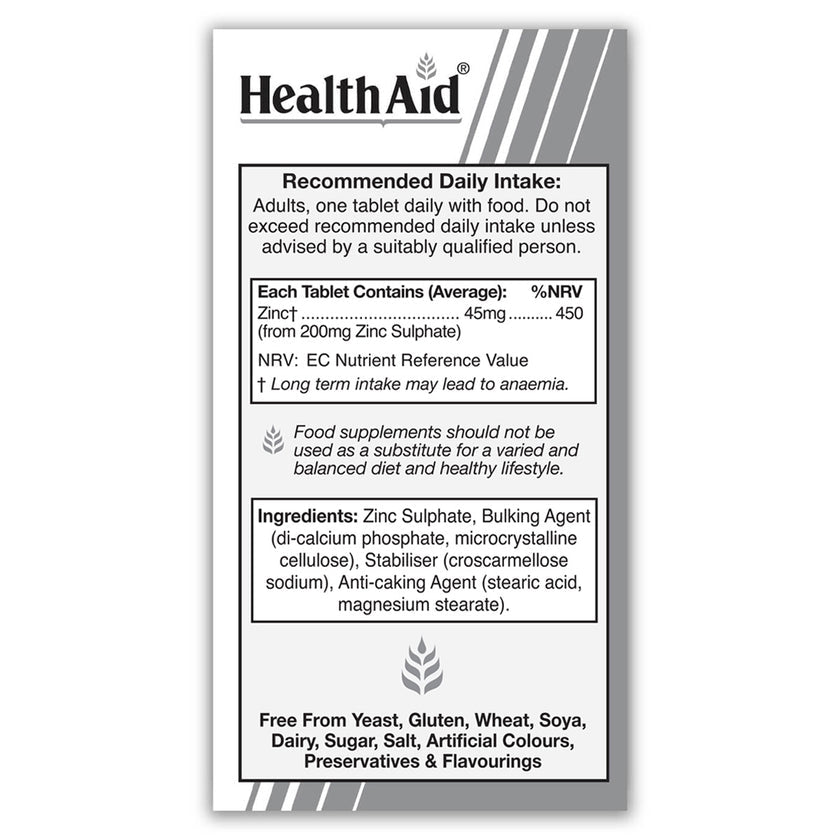 HealthAid Zinc Sulphate 200mg (45mg elemental Zinc) 3
