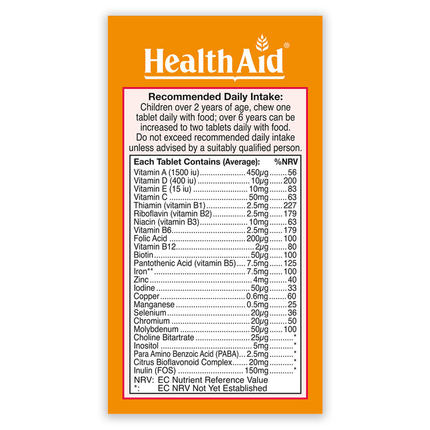 HealthAid Children's MultiVitamin & Minerals - Chewable (Tutti-fruity Flavour) Tablets 3