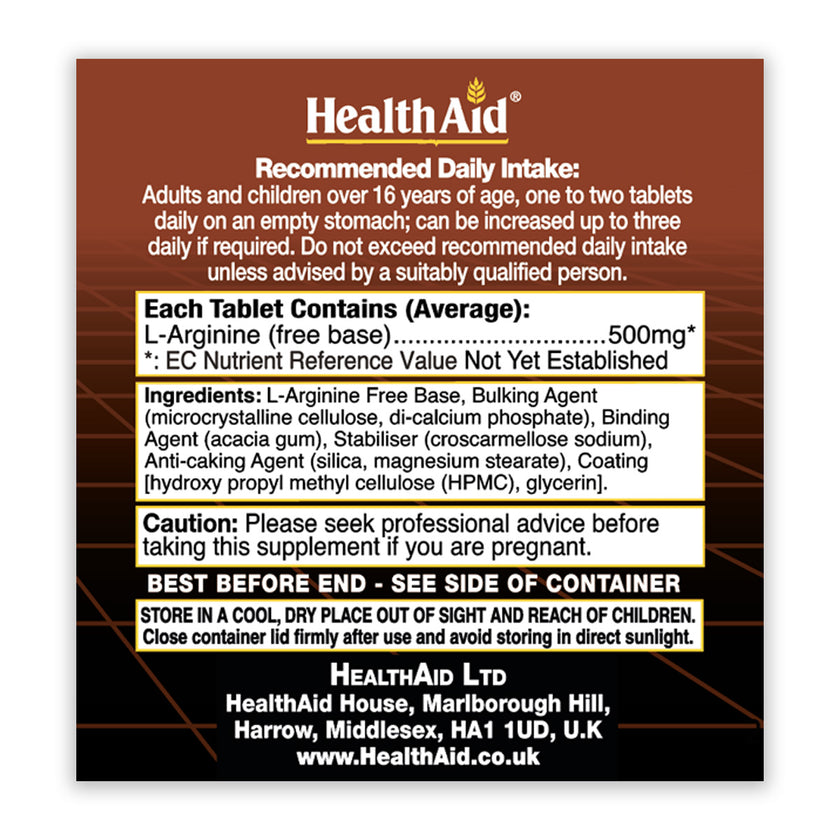 HealthAid L-Arginine 500mg Tablets 3