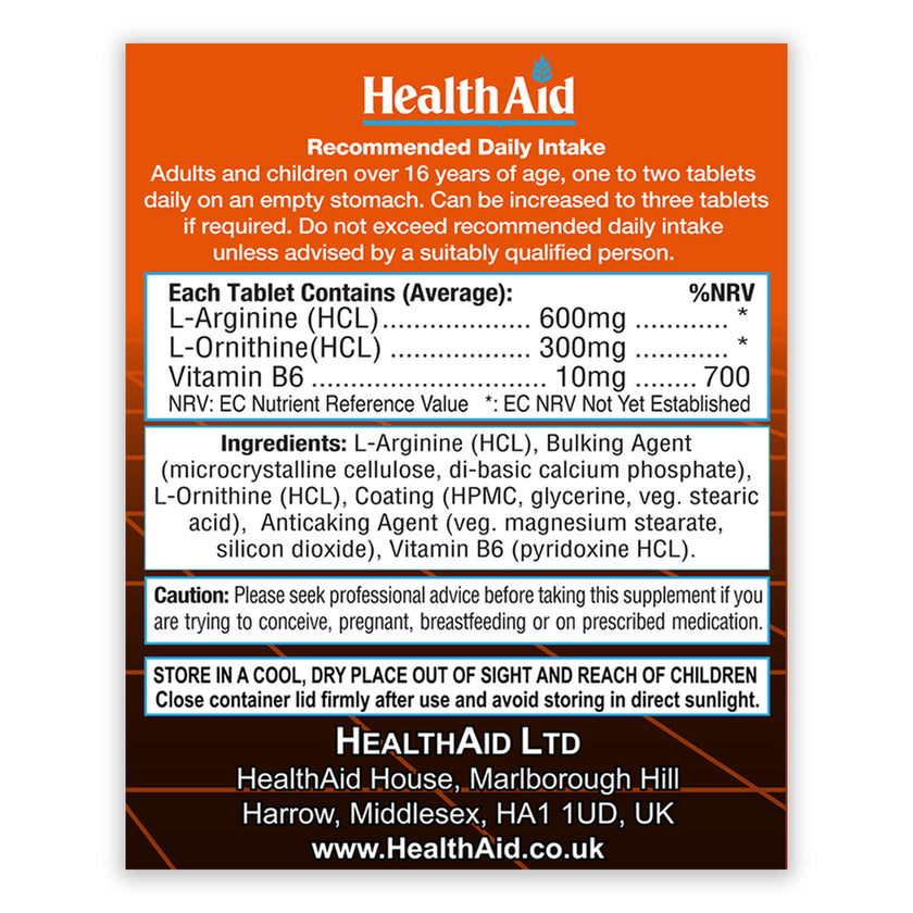 HealthAid L-Arginine with L-Ornithine 300mg Tablets 3