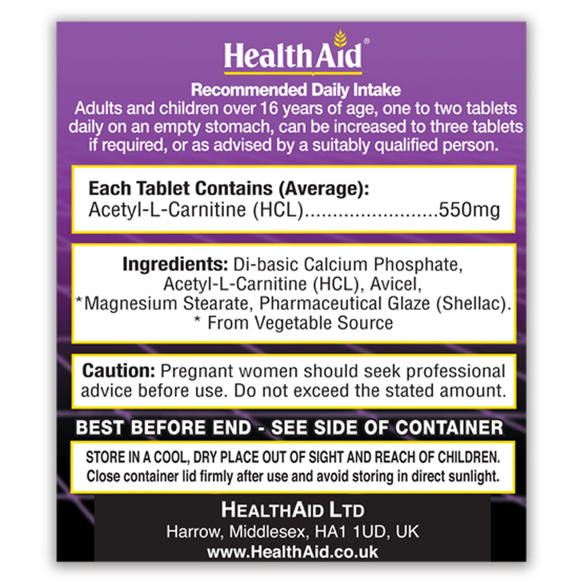 HealthAid Acetyl-L-Carnitine 550mg Tablets 3