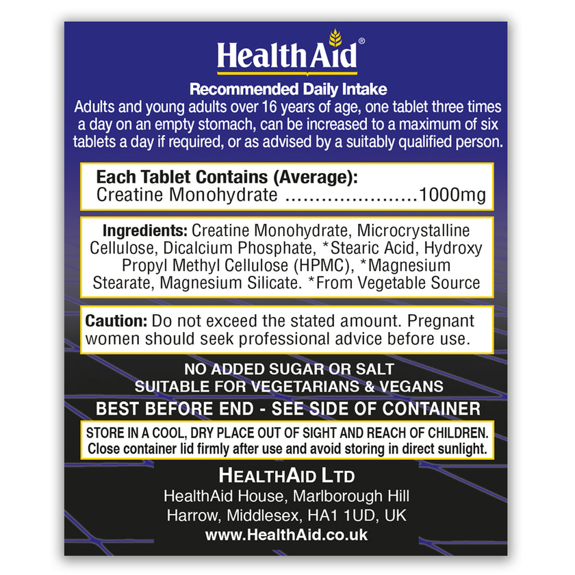 HealthAid Creatine Monohydrate 1000mg Tablets 3