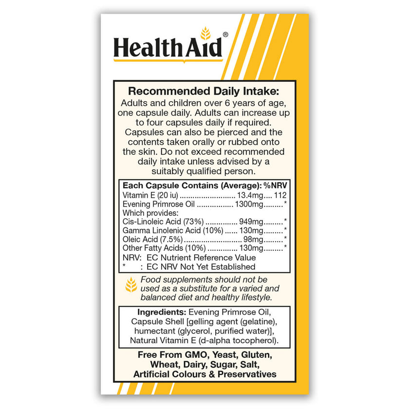HealthAid Evening Primrose Oil 1300mg Capsules 3