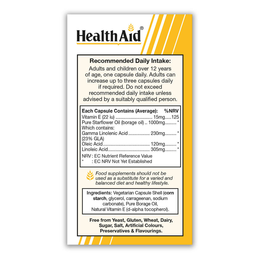 HealthAid Starflower Oil 1000mg (23% GLA) Capsules 3