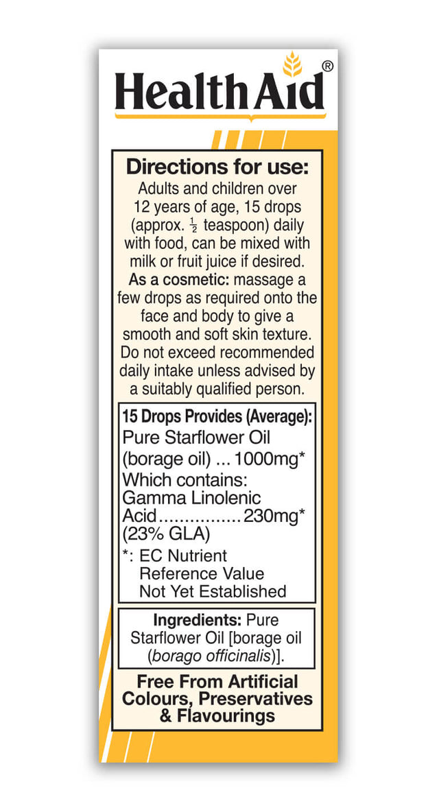 HealthAid Starflower Oil (23% GLA) Oil 3