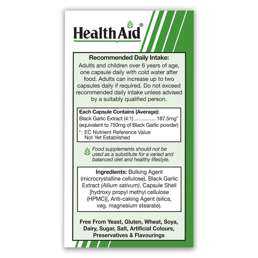 HealthAid Black Garlic 750mg Vegicaps 3