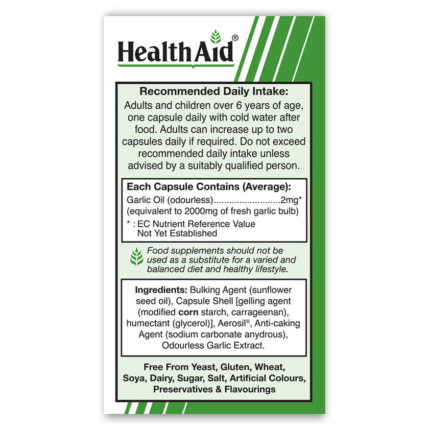 HealthAid Garlic Oil 2mg Odourless Vegicaps 3