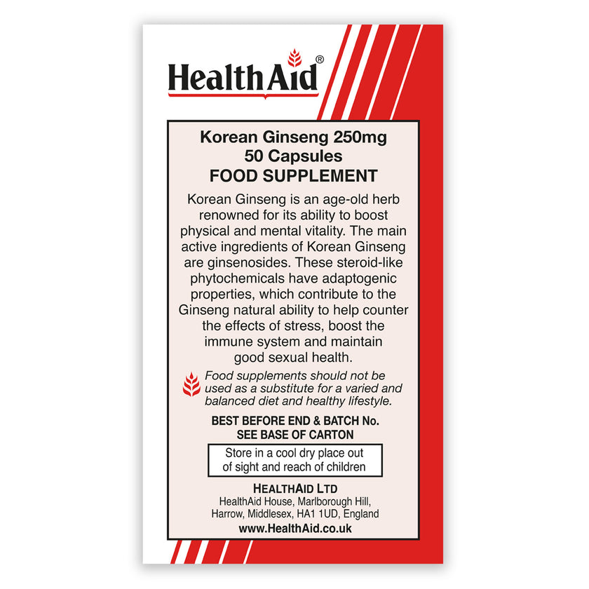 HealthAid Korean Ginseng 250mg Capsules