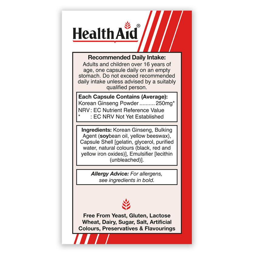 HealthAid Korean Ginseng 250mg Capsules 3
