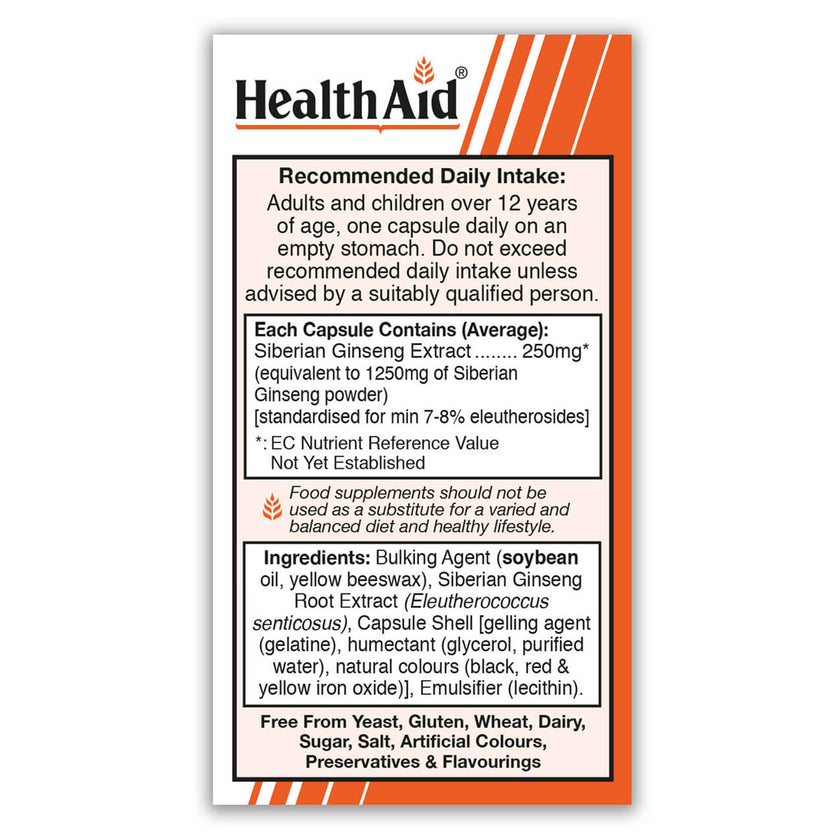 HealthAid Siberian Ginseng 250mg Capsules 3