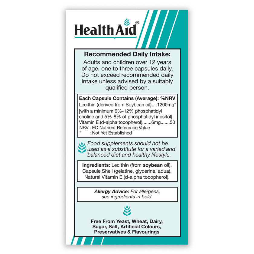 HealthAid Lecithin 1200mg (unbleached) Capsules 3