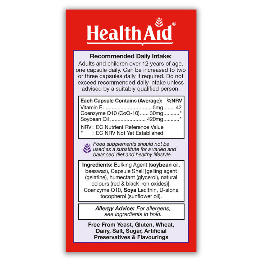 HealthAid Conergy CoQ-10 30mg +Vit E Capsules 3