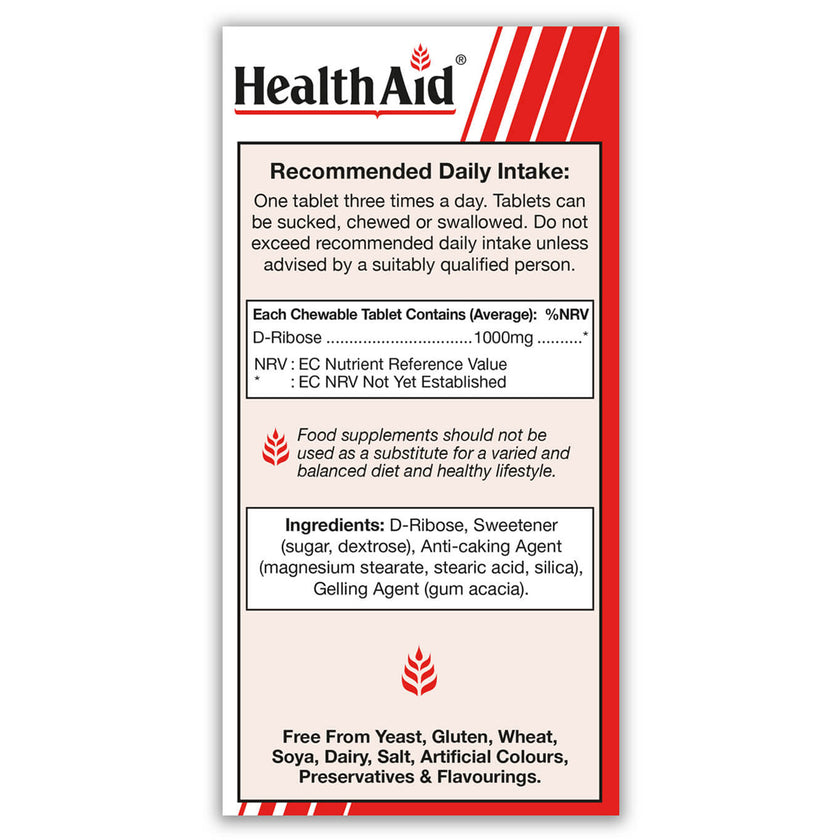HealthAid D-Ribose 1000mg Tablets 3