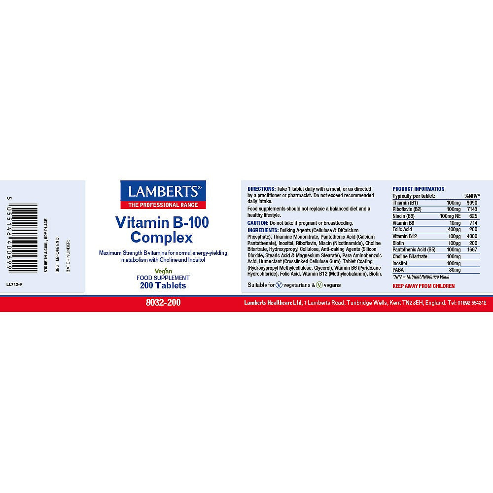 Lamberts Vitamin B-100 Complex Tablets 3