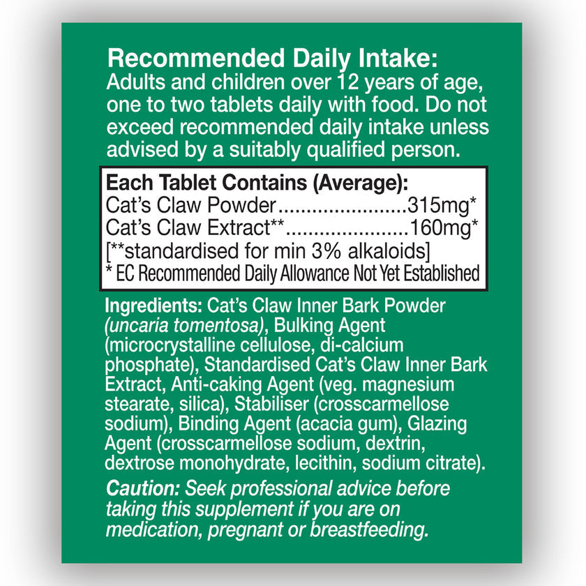 HealthAid Cat's Claw - 475mg Equivalent Tablets 3