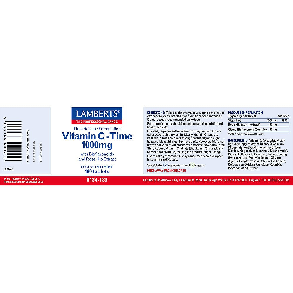 Lamberts Time Release Vitamin C 1000mg Tablets