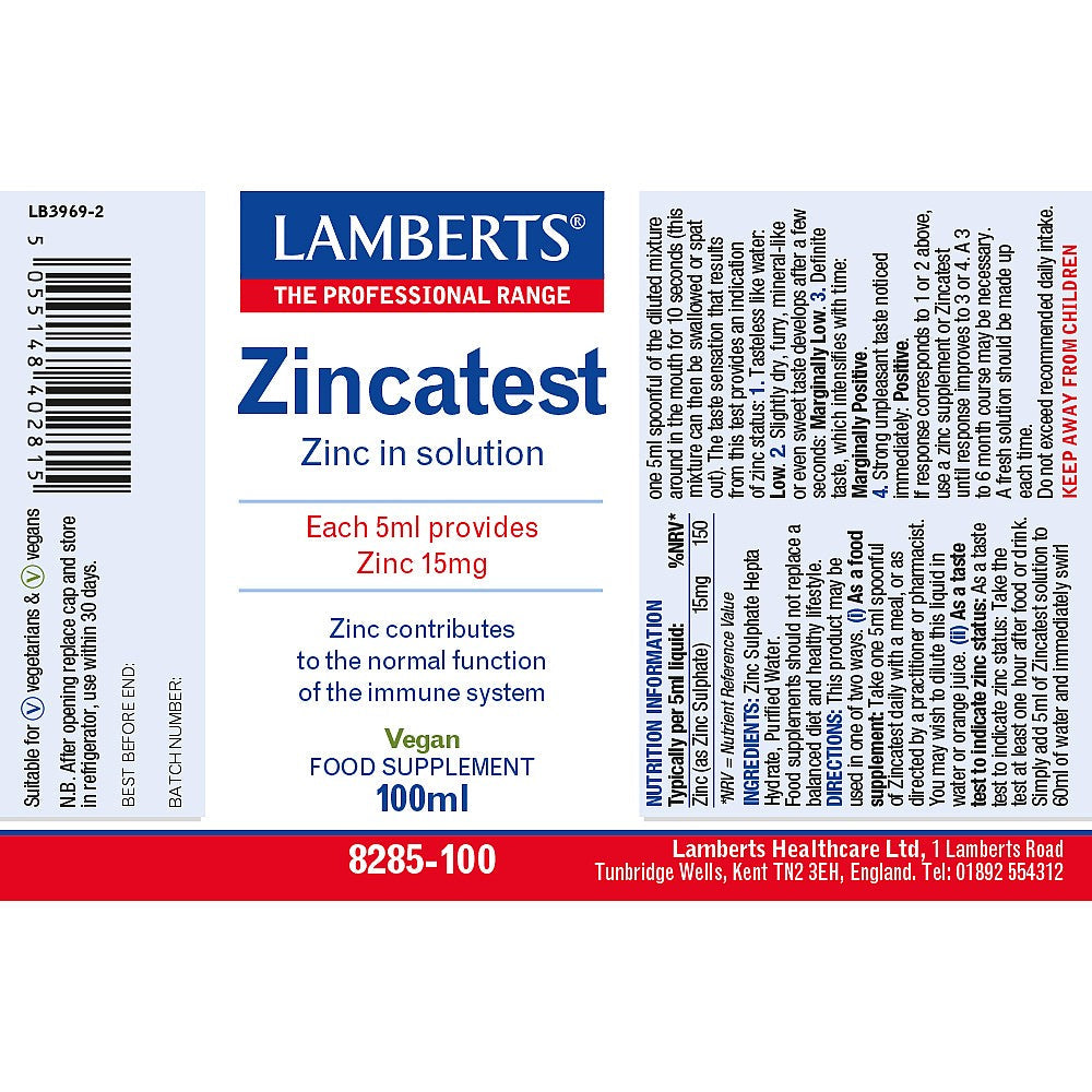 Lamberts Zincatest 100ml liquid 3