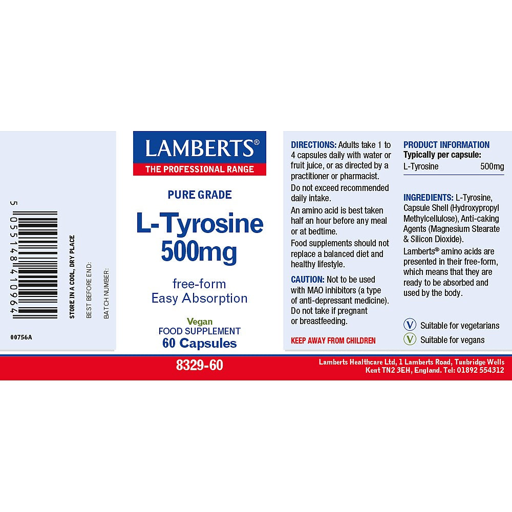Lamberts L-Tyrosine 500mg 60 capsules 3