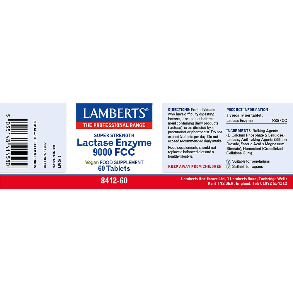 Lamberts Lactase Enzyme 9000 FCC 60 tablets 3