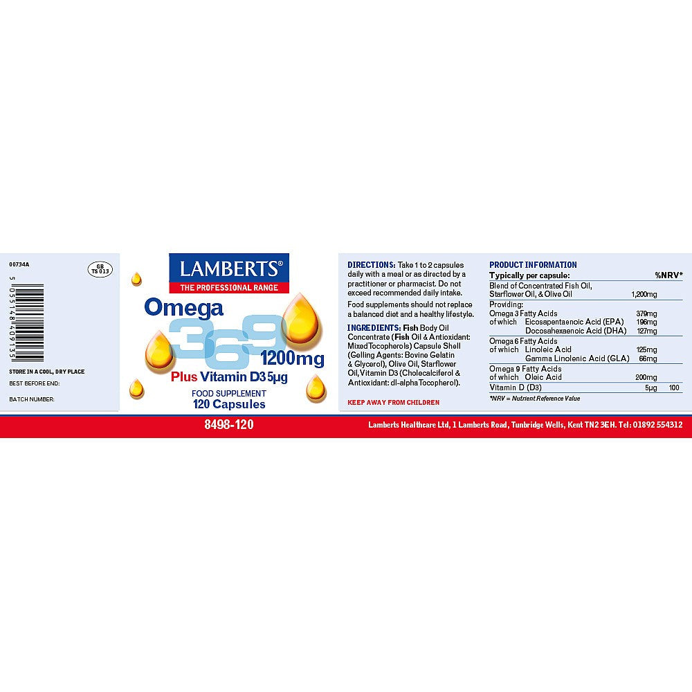 Lamberts Omega 3,6,9 1200mg 120 capsules 3