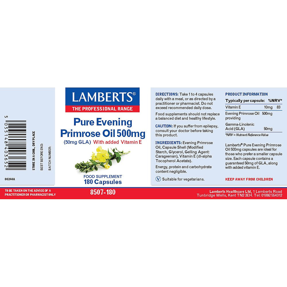 Lamberts Pure Evening Primrose Oil 500mg 180 capsules 3