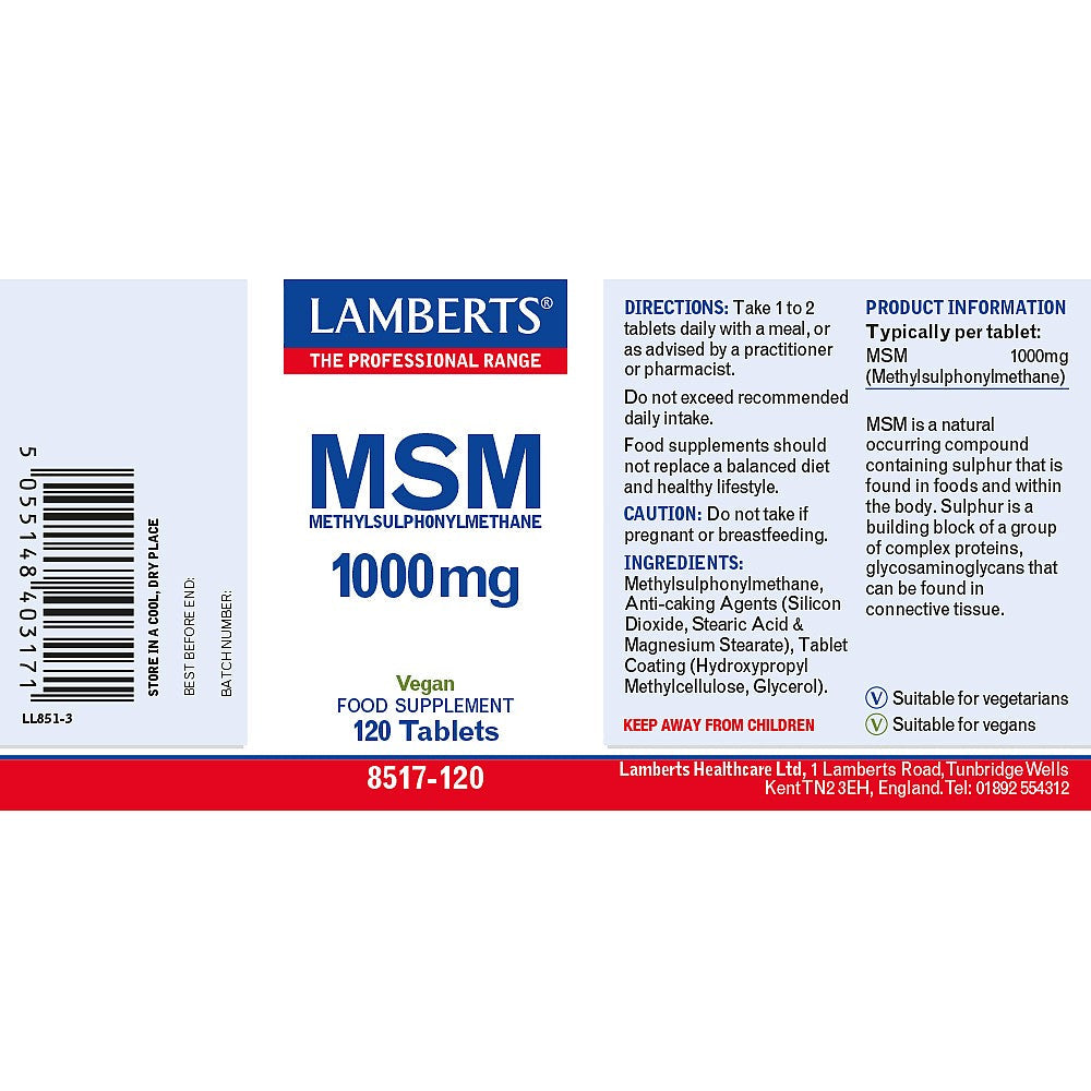 Lamberts MSM 1000mg 120 tablets 3
