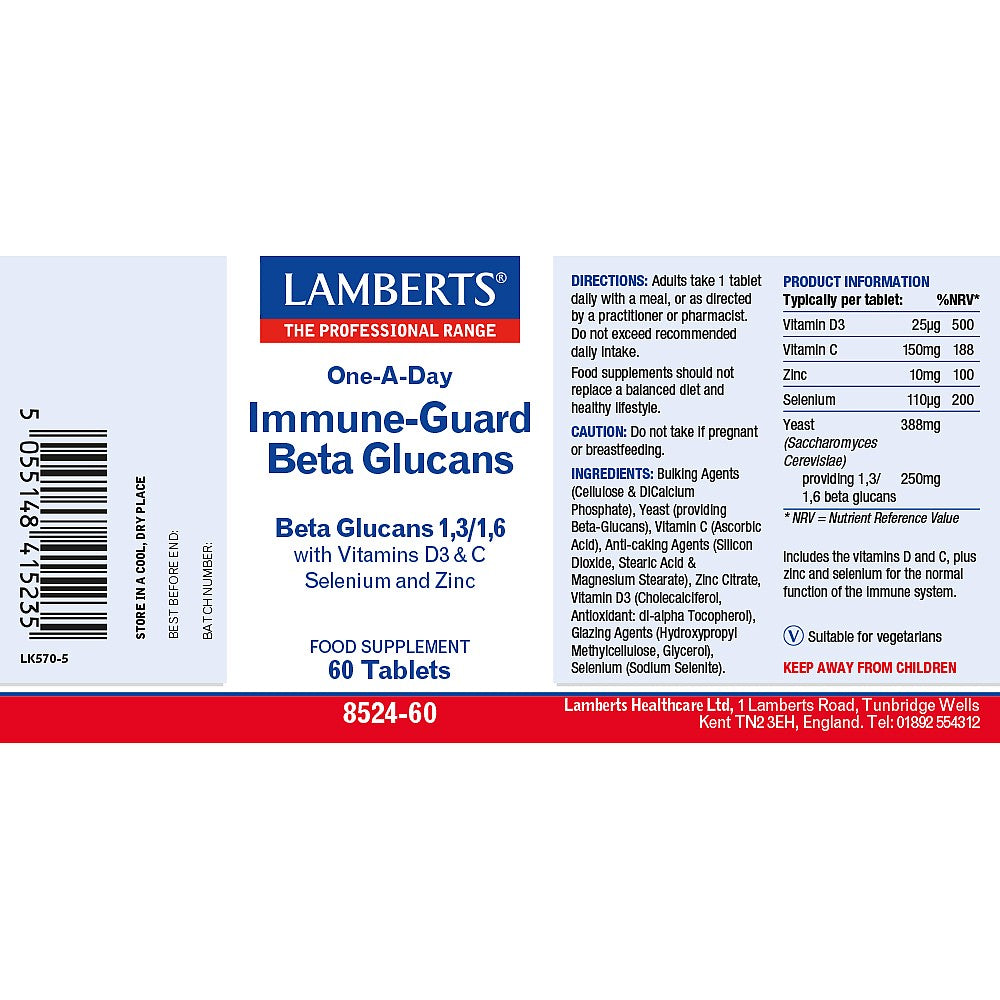 Lamberts Immune-Guard Beta Glucans – 250mg 1,3/1,6 beta glucans 3